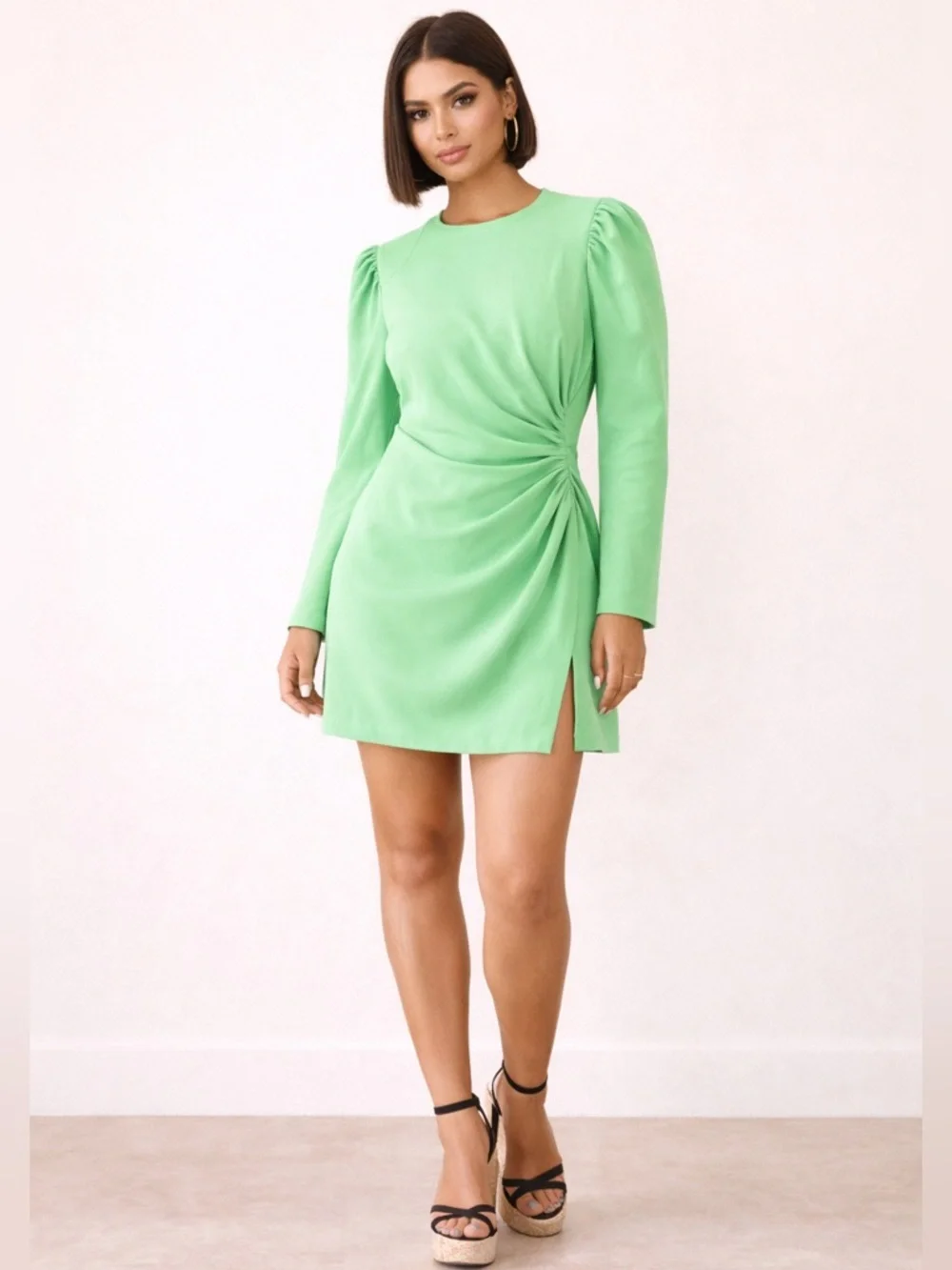 mint green ruched dress KissProm